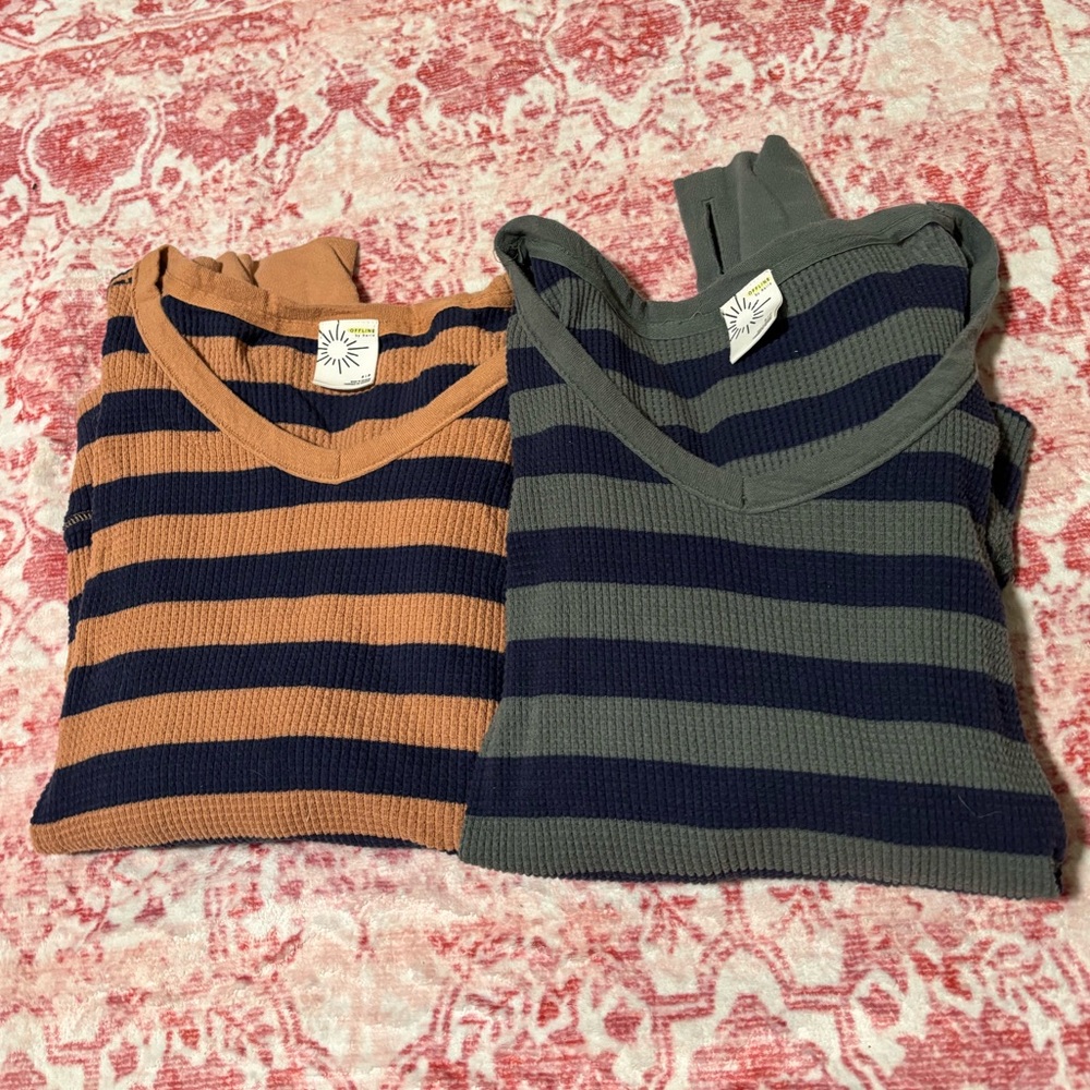 Aerie Striped Waffle Sweater Duo Size Small